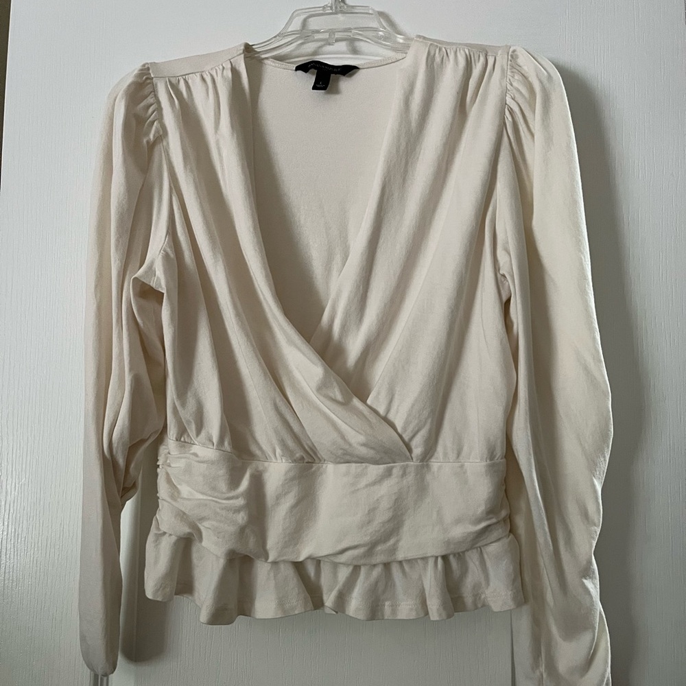 Banana Republic off white long sleeved crossed tunic - size L